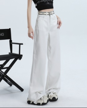 Thin drape splice jeans white letters waistband pants