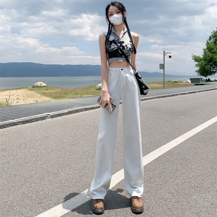 Drape lengthen long pants nine tenths wide leg pants