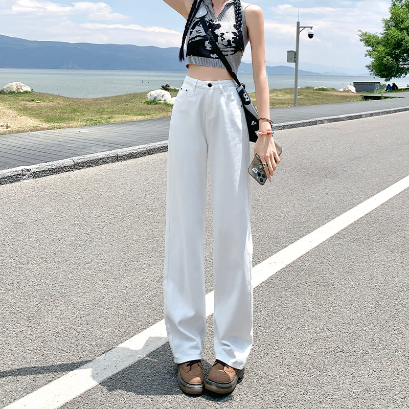 Drape lengthen long pants nine tenths wide leg pants