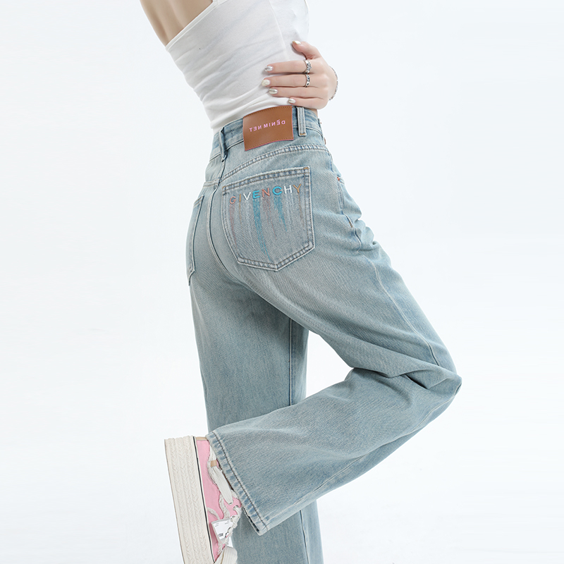 Pocket drape long pants all-match nine tenths jeans for women