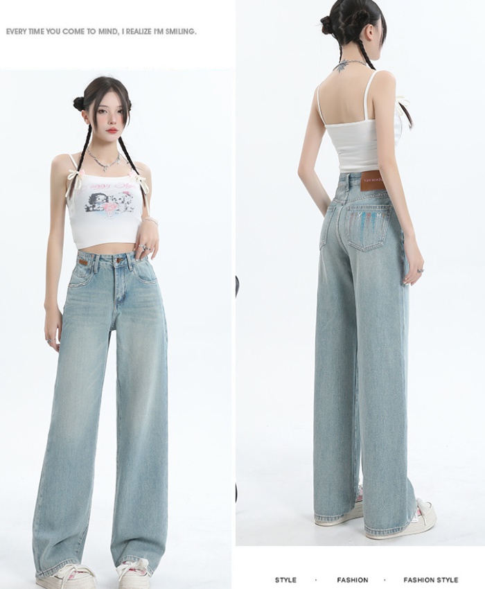 Pocket drape long pants all-match nine tenths jeans for women