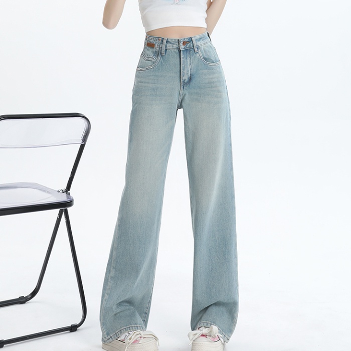 Pocket drape long pants all-match nine tenths jeans for women