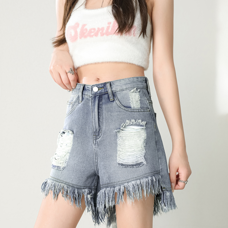 Burr blue shorts A-line short jeans for women