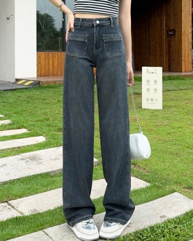 High waist slim long pants loose mopping jeans