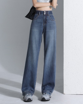 Denim lengthen wide leg pants straight pants long pants