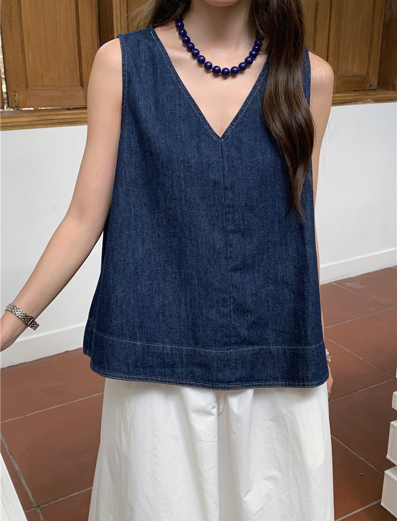 V-neck Korean style sling all-match denim vest