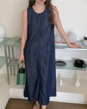 Denim Korean style sleeveless dress all-match dress