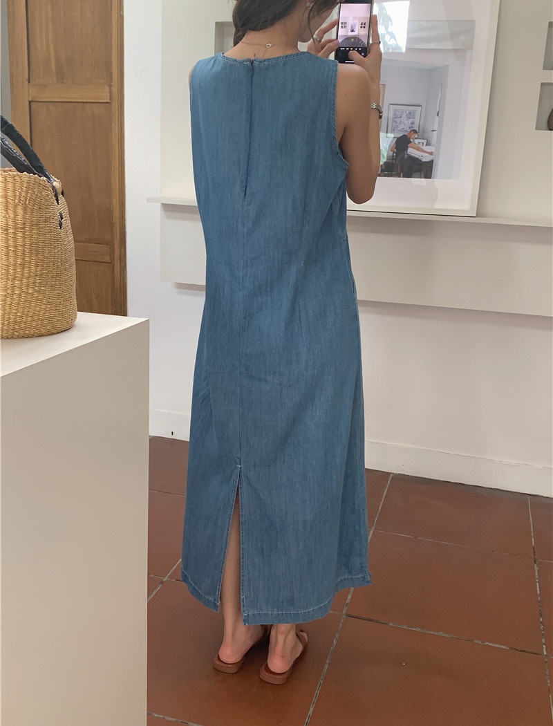 Denim Korean style sleeveless dress all-match dress