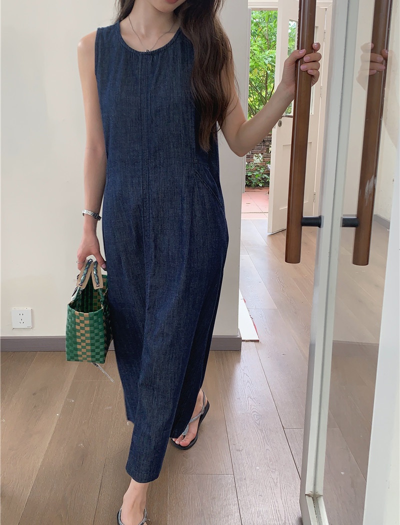 Denim Korean style sleeveless dress all-match dress