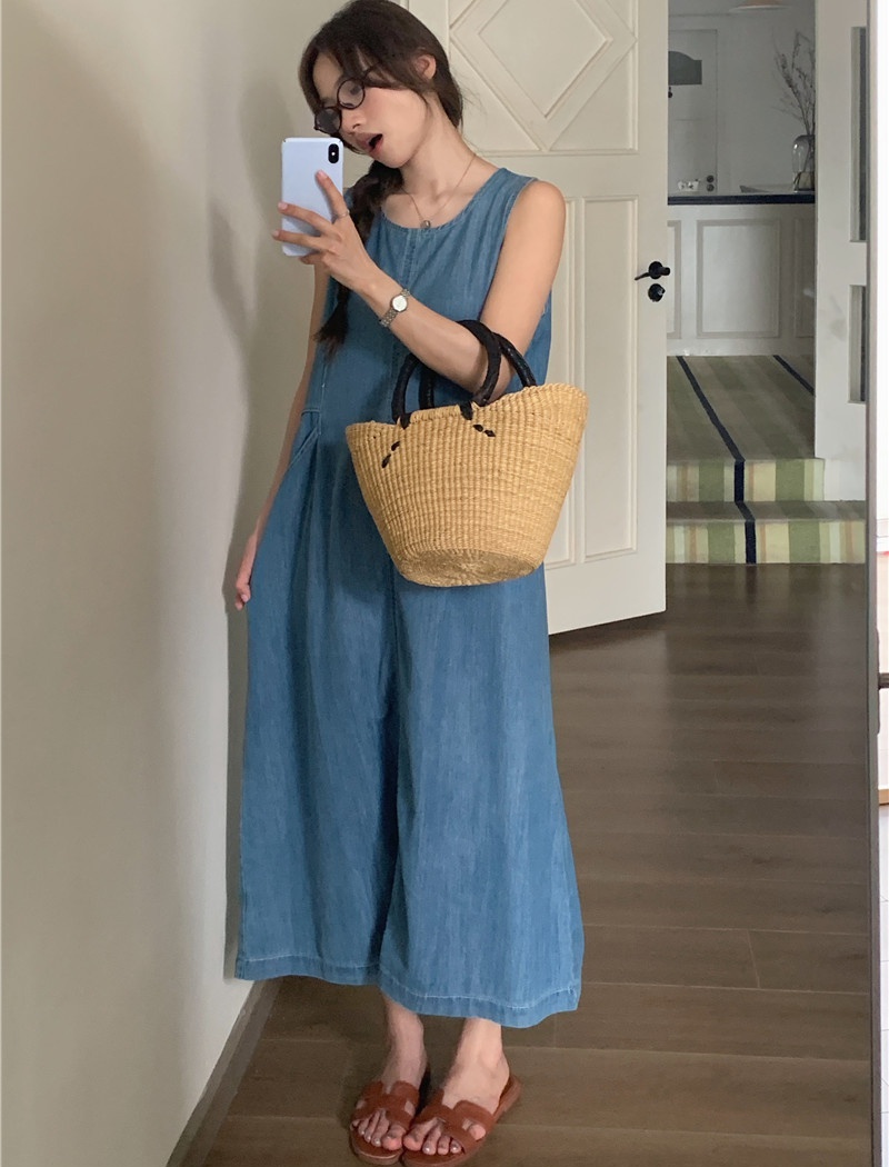 Denim Korean style sleeveless dress all-match dress