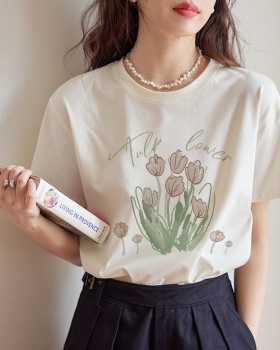 Printing tops summer T-shirt for women