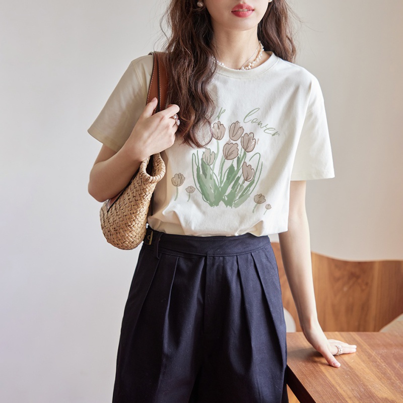 Printing tops summer T-shirt for women