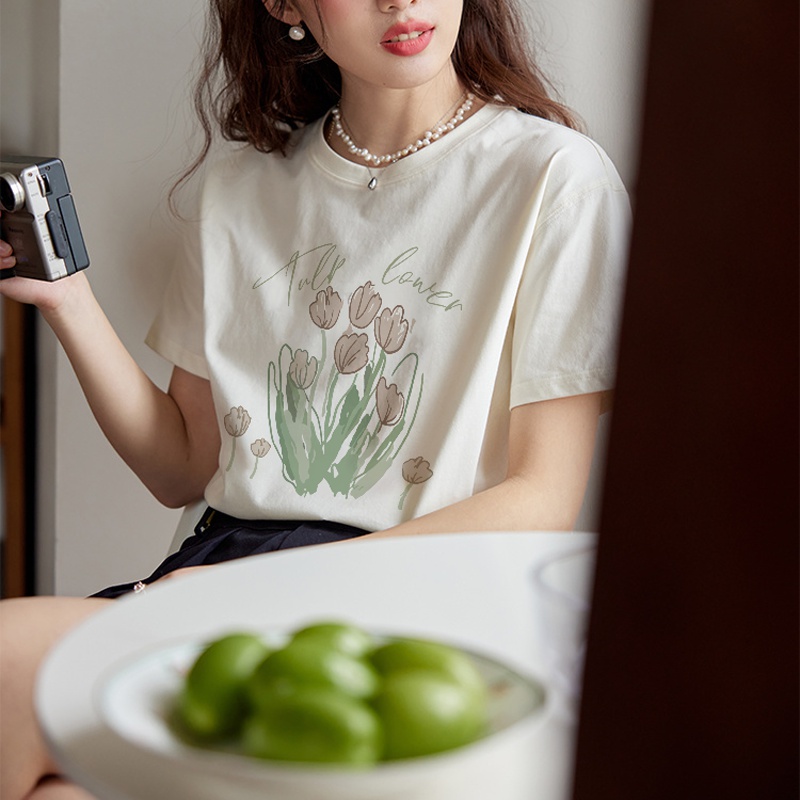 Printing tops summer T-shirt for women