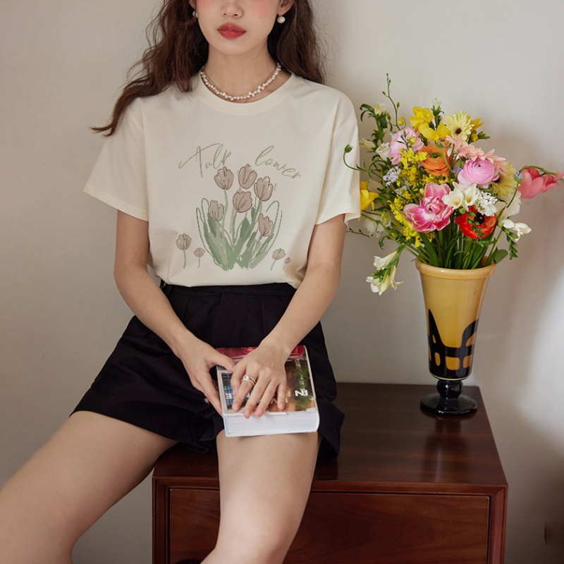 Printing tops summer T-shirt for women