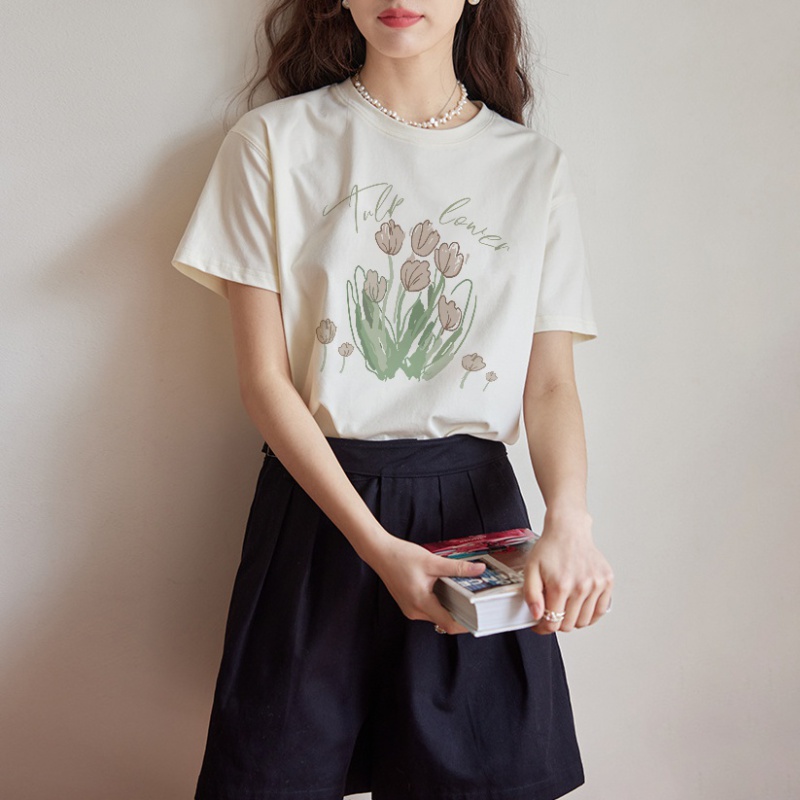 Printing tops summer T-shirt for women