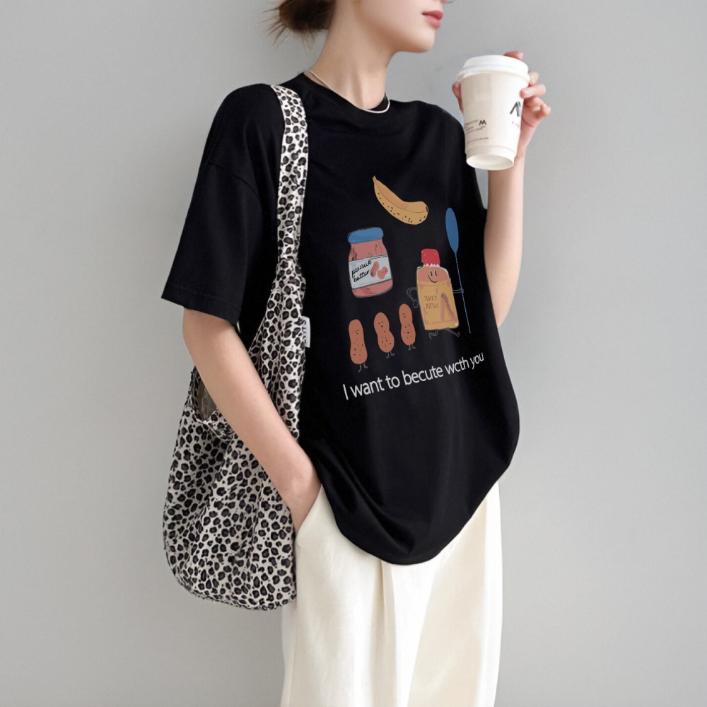 Short sleeve summer tops cotton T-shirt for women