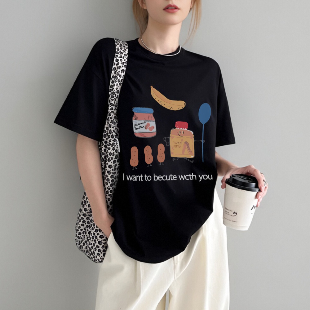 Short sleeve summer tops cotton T-shirt for women