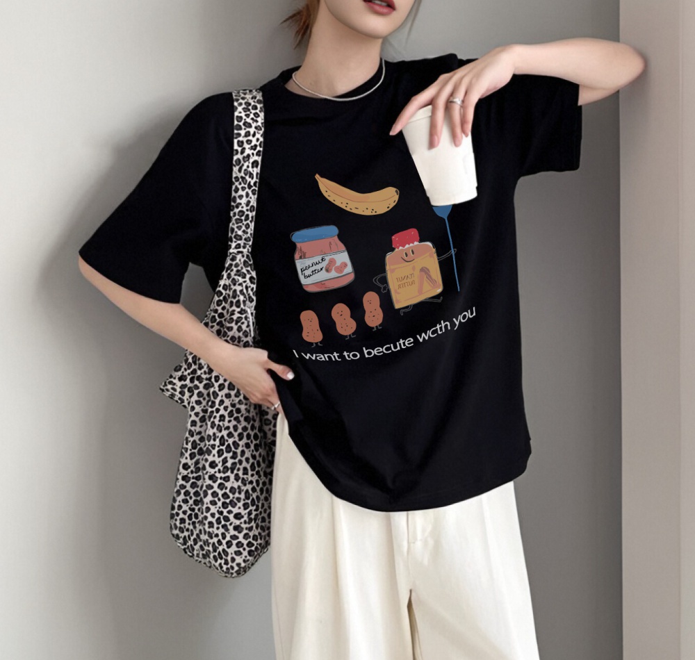 Short sleeve summer tops cotton T-shirt for women