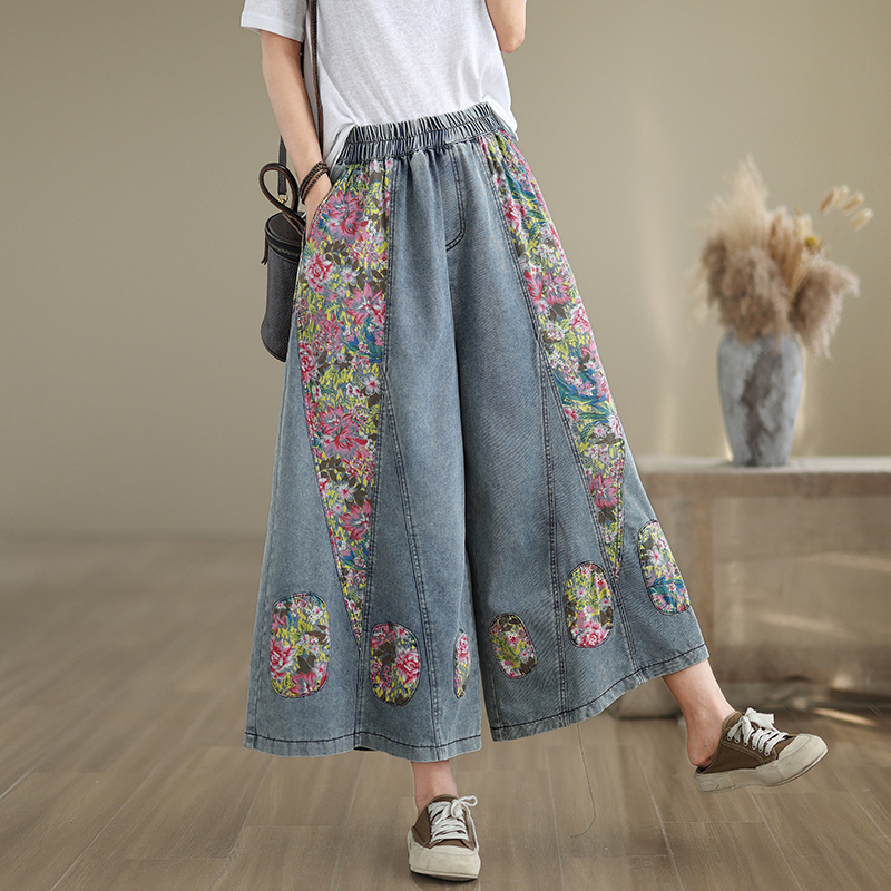 Retro wide leg pants large yard pants for women