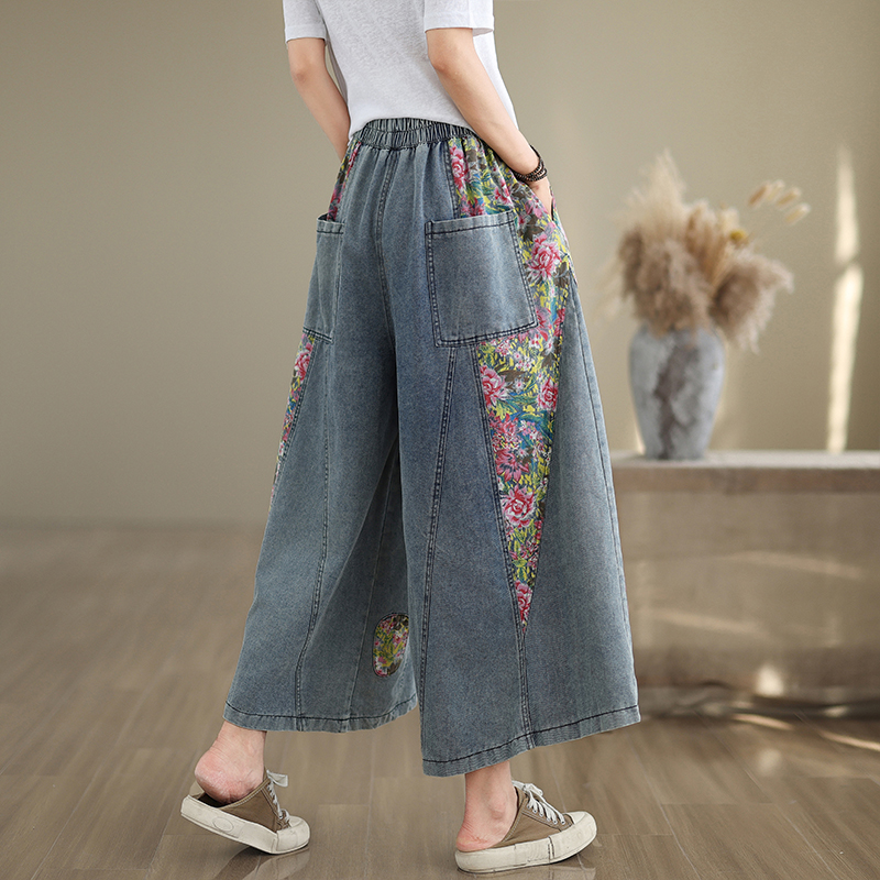 Retro wide leg pants large yard pants for women