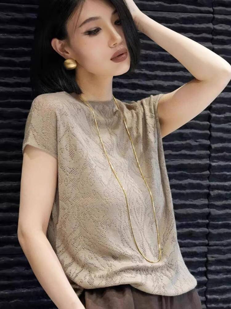 Summer short sleeve bottoming shirt light luxury T-shirt