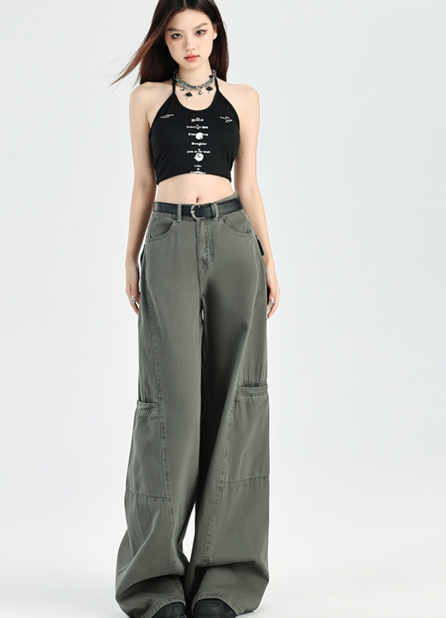 Lengthen wide leg pants American style long pants