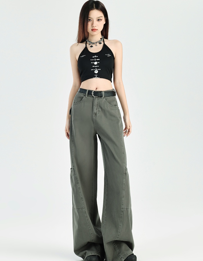 Lengthen wide leg pants American style long pants