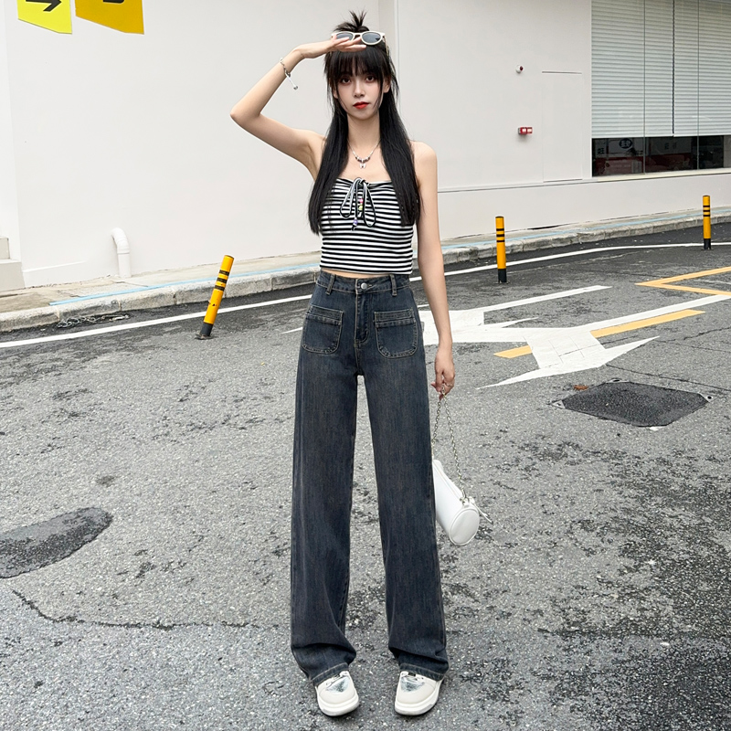 Loose high waist wide leg pants mopping slim pants