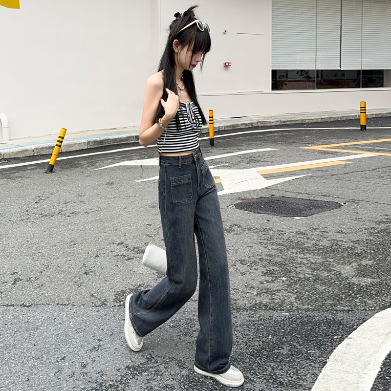 Loose high waist wide leg pants mopping slim pants