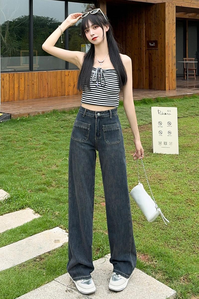 Loose high waist wide leg pants mopping slim pants