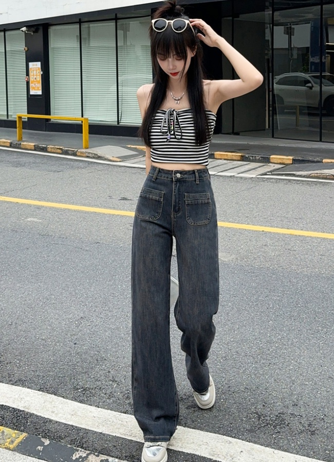 Loose high waist wide leg pants mopping slim pants