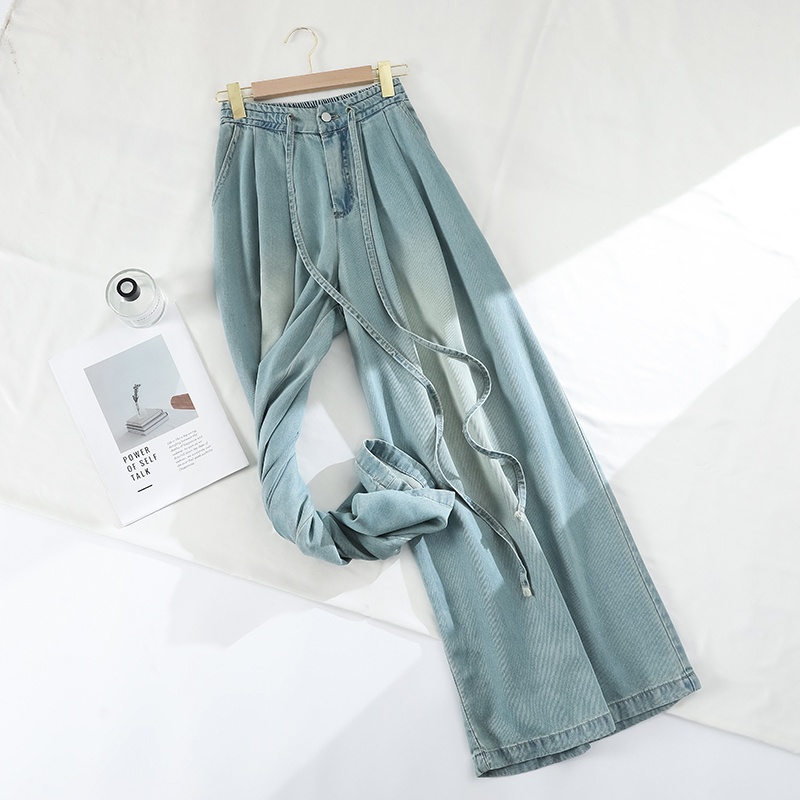 Wide leg all-match flare pants summer jeans for women