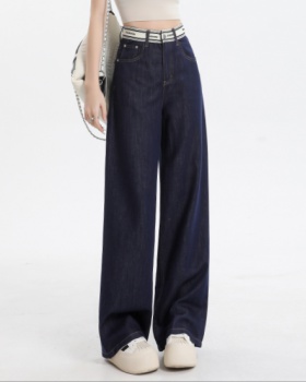 Thin drape mopping jeans wide leg splice pants for women