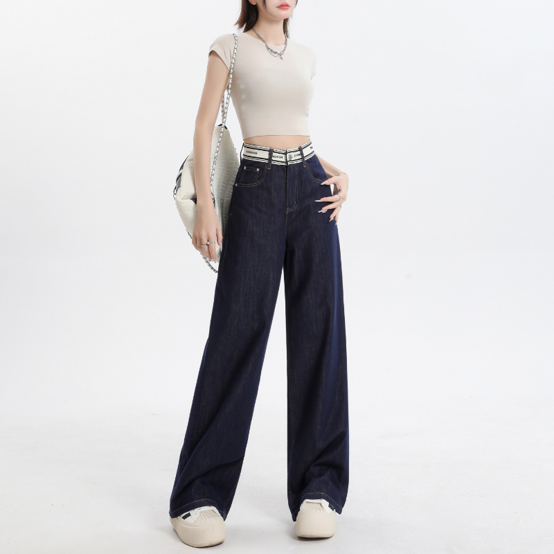 Thin drape mopping jeans wide leg splice pants for women