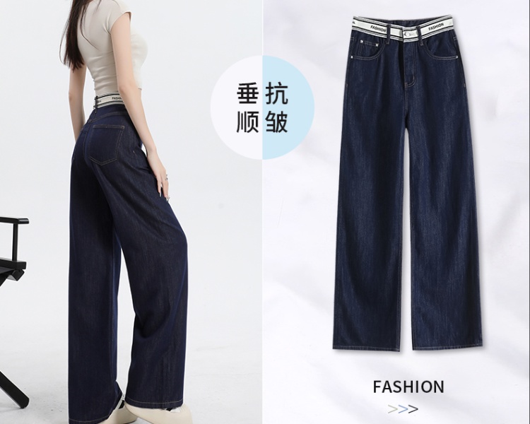 Thin drape mopping jeans wide leg splice pants for women