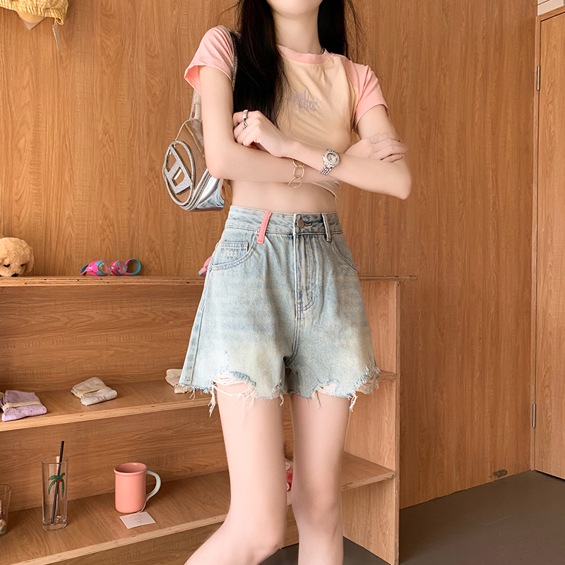 Wide leg A-line loose shorts soft fabrics short jeans