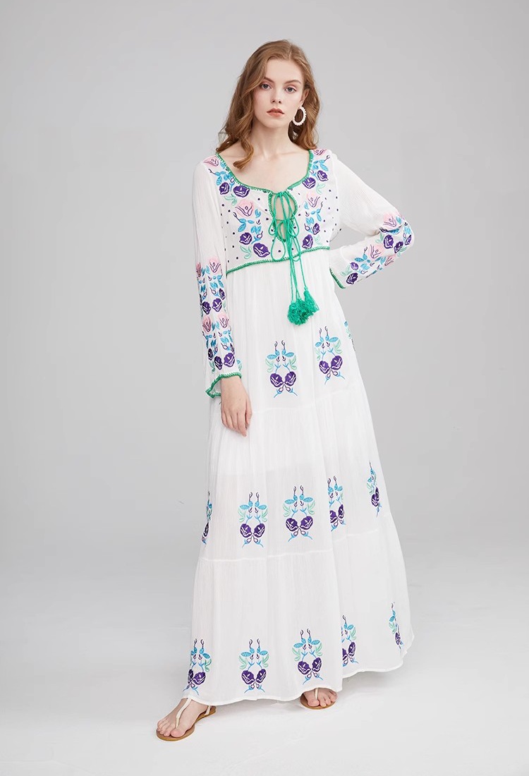 Embroidered flowers dress