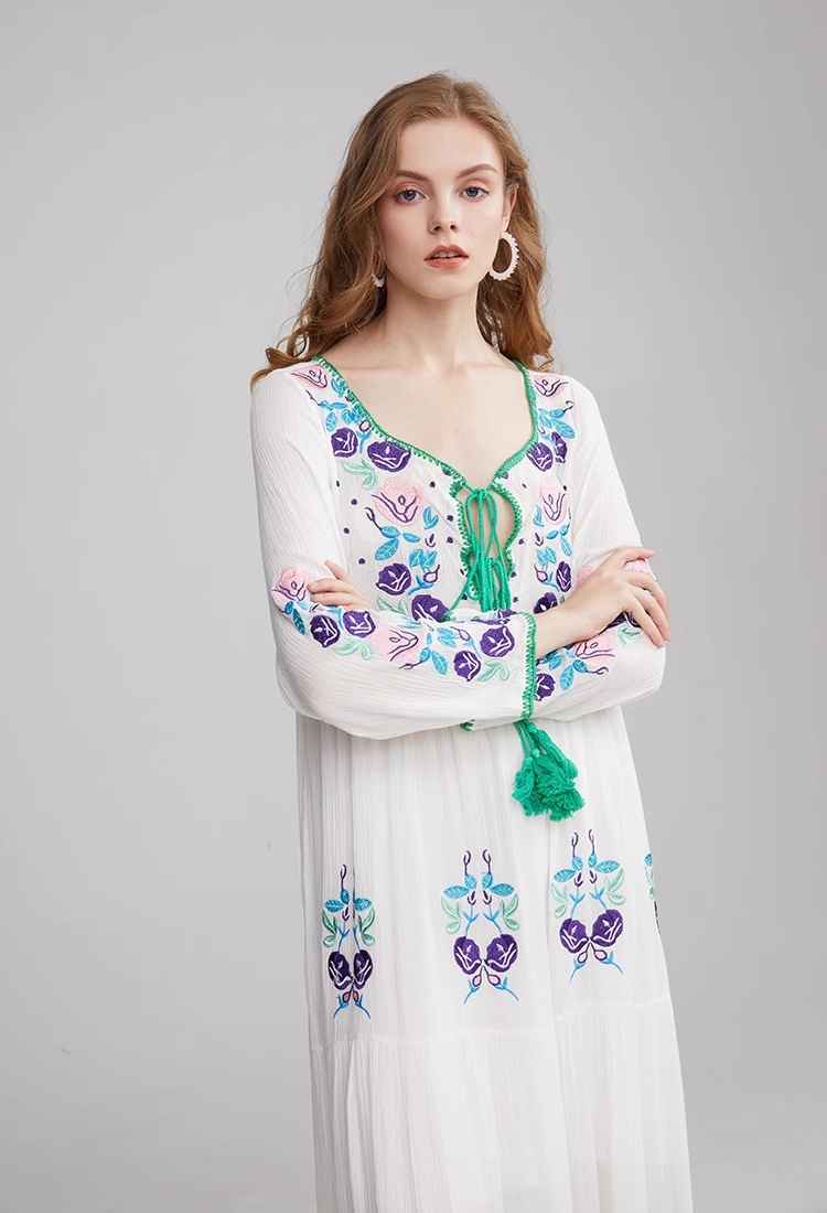 Embroidered flowers dress