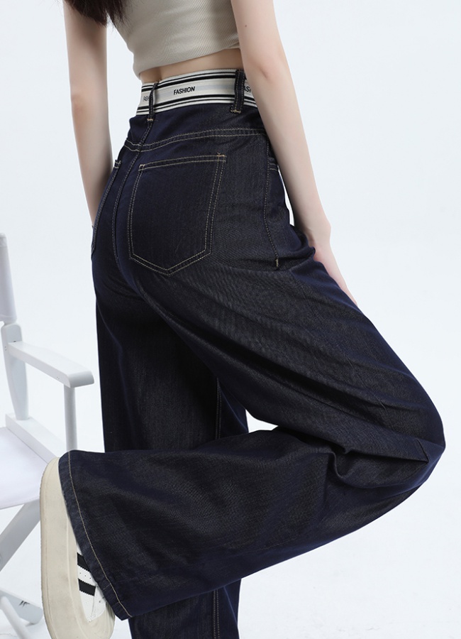 Lengthen drape long pants denim wide leg pants for women