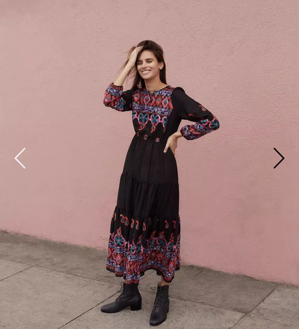 Vacation embroidery dress Bohemian style niche long dress