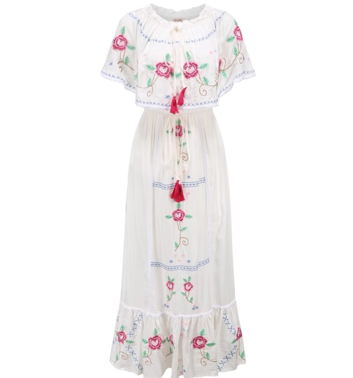 Strapless gorgeous long dress embroidery dress