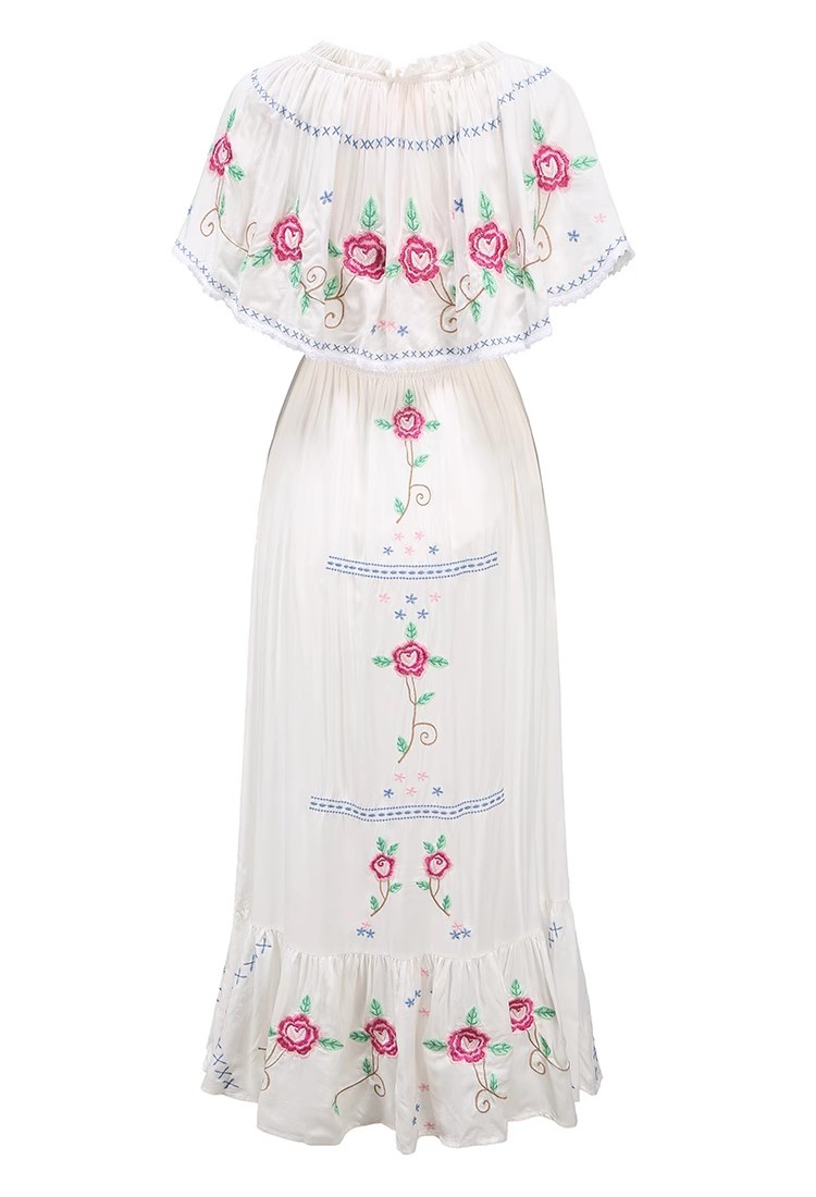 Strapless gorgeous long dress embroidery dress