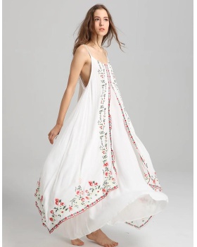 Cotton embroidery sling dress
