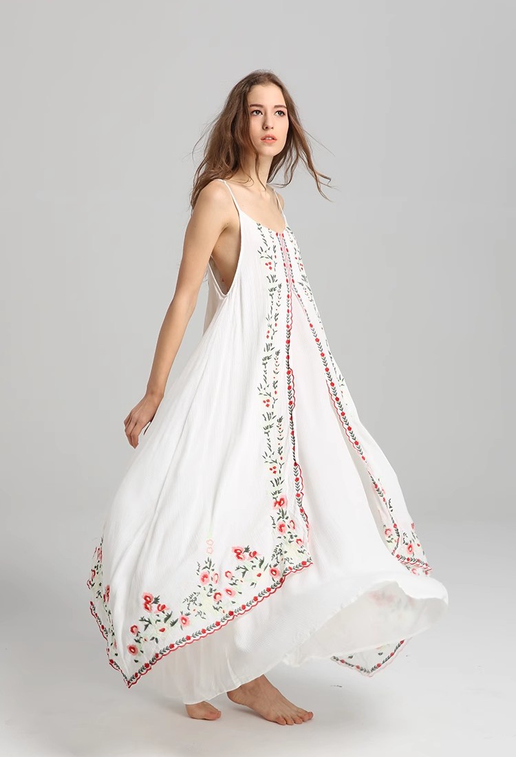 Cotton embroidery sling dress