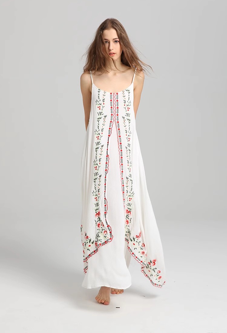 Cotton embroidery sling dress