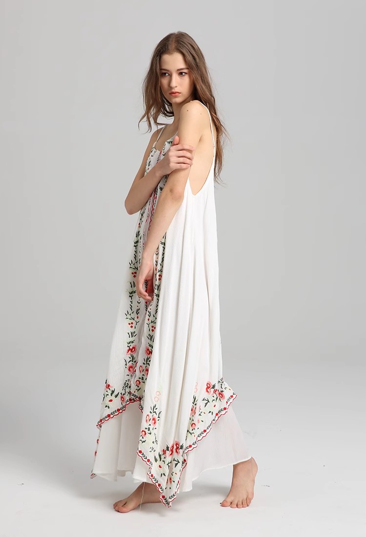 Cotton embroidery sling dress