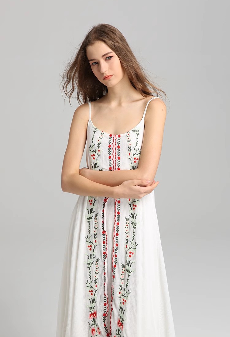 Cotton embroidery sling dress