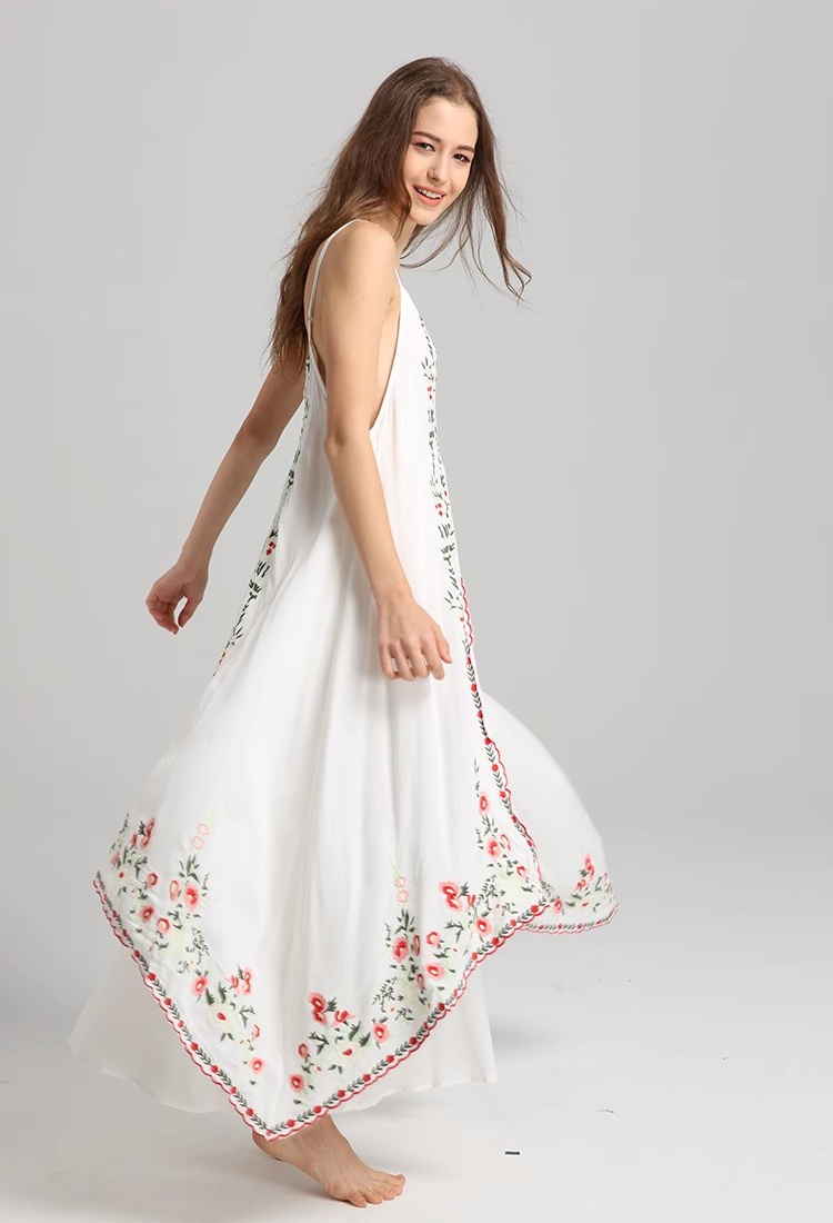 Cotton embroidery sling dress