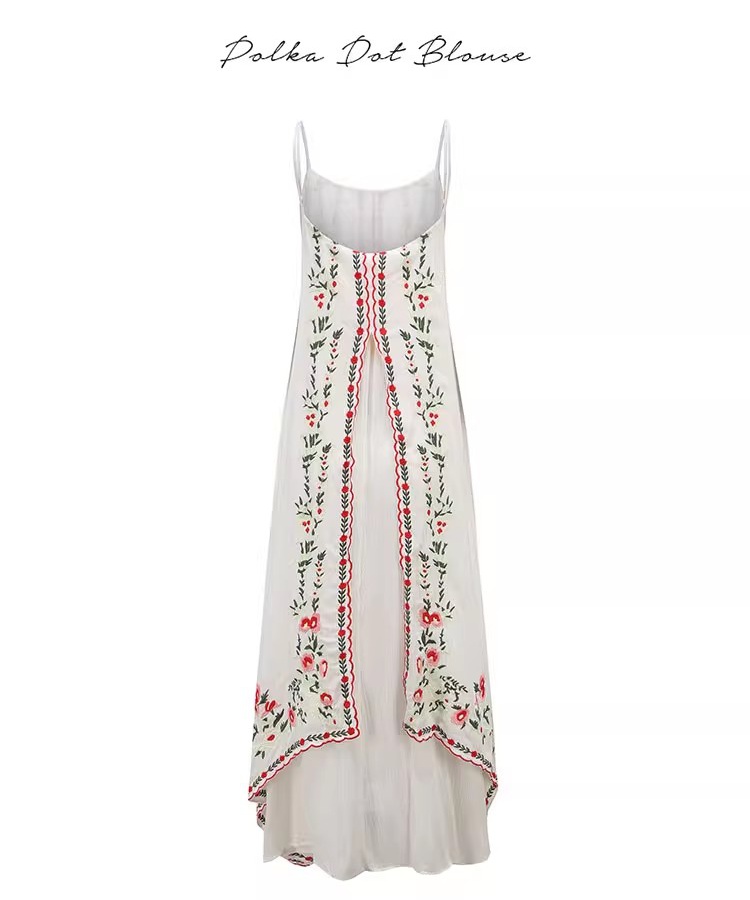 Cotton embroidery sling dress