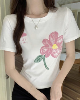 Slim summer T-shirt short sleeve printing tops for women
